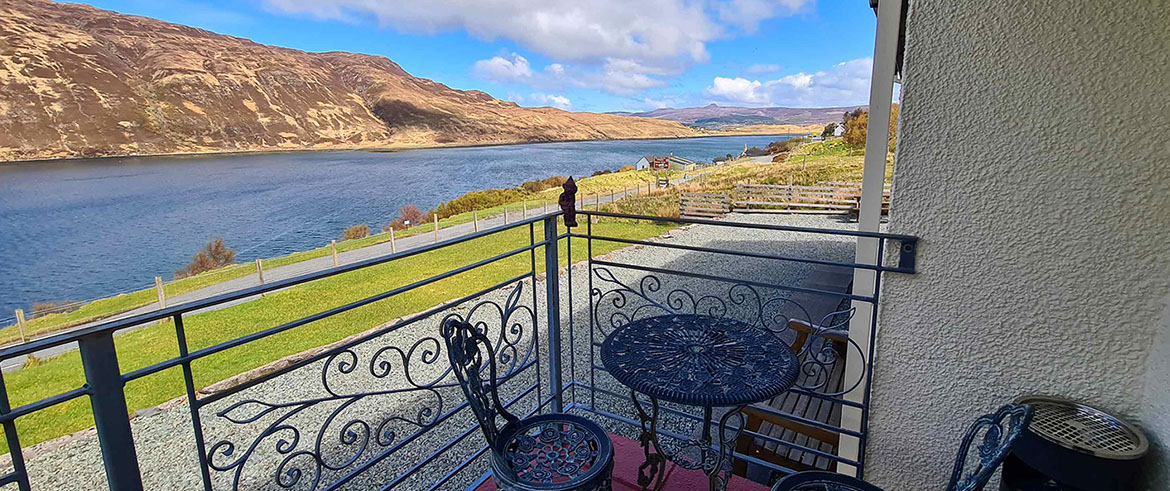 Enjoy outside seating area at Loch Aluinn bed and breakfast accommodation in Sconser on the Isle of Skye